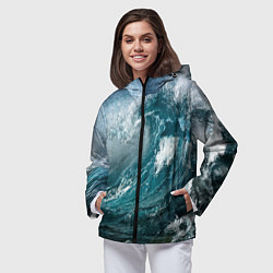 Ветровка с капюшоном женская Волна, цвет: 3D-черный — фото 2