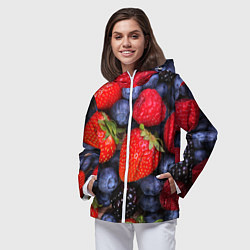 Ветровка с капюшоном женская Berries, цвет: 3D-белый — фото 2