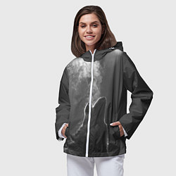 Ветровка с капюшоном женская Воющий волк, цвет: 3D-белый — фото 2